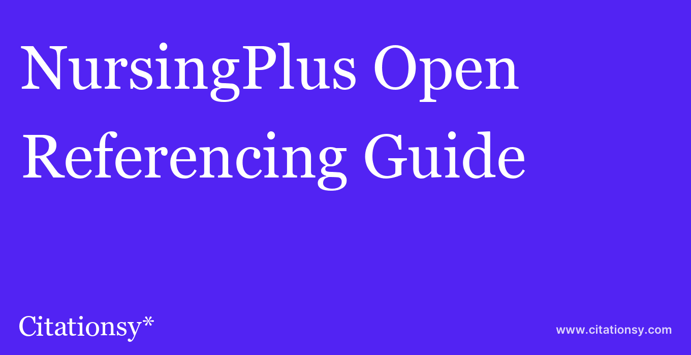 cite NursingPlus Open  — Referencing Guide